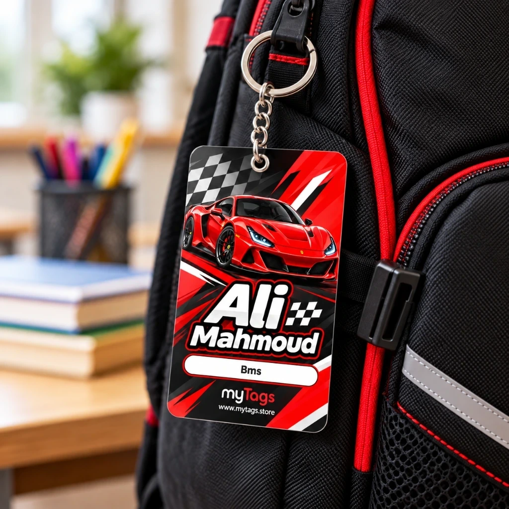 Personalized Bag ID with QR Code — Red Car — photo 2